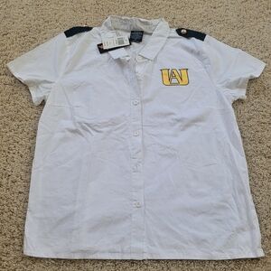 NWT My Hero Academia Uniform Top L 100% Cotton Button Up Cosplay